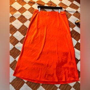 Nicole Miller Orange satin midi skirt